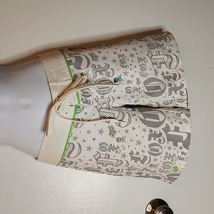 Fox Racing Board Shorts, White, Gray, Size 5